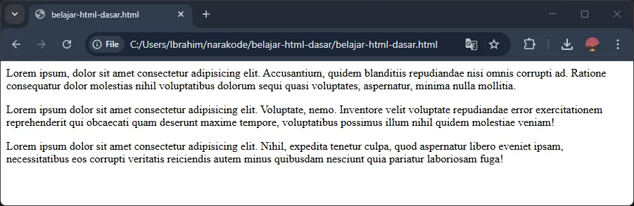 Beberapa Elemen Paragraf HTML
