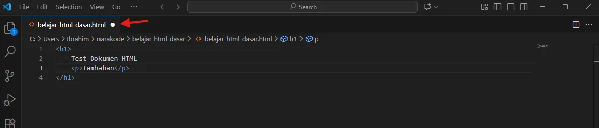 File belum tersimpan kode editor VS Code