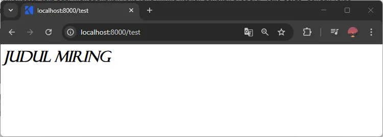 Hasil mengubah kemiringan font