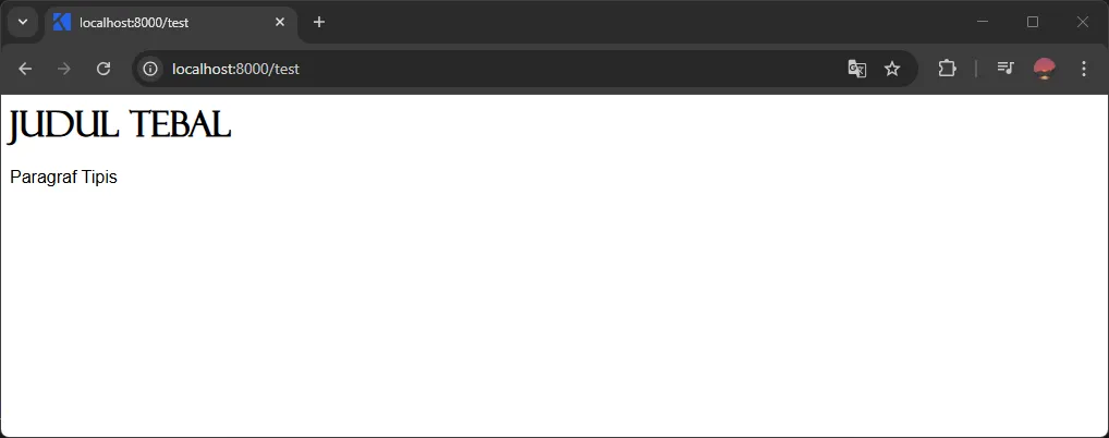 Hasil mengubah ketebalan font