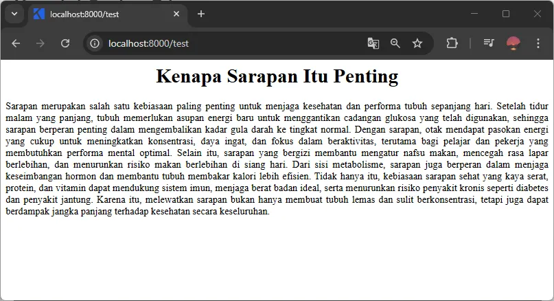 Hasil mengubah rata teks