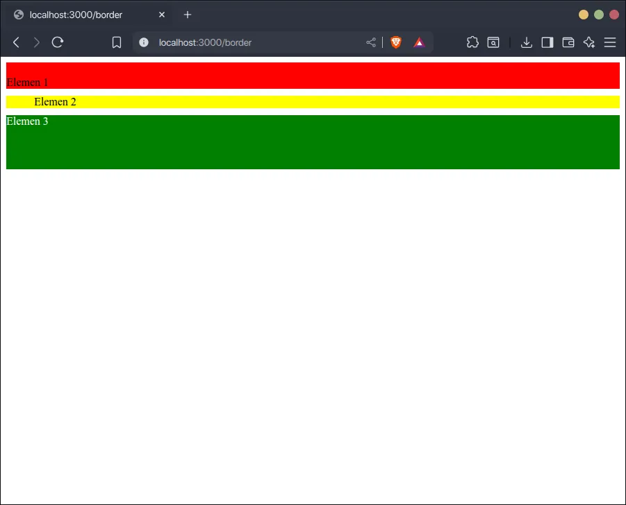 Hasil menambahkan padding di sisi tertentu