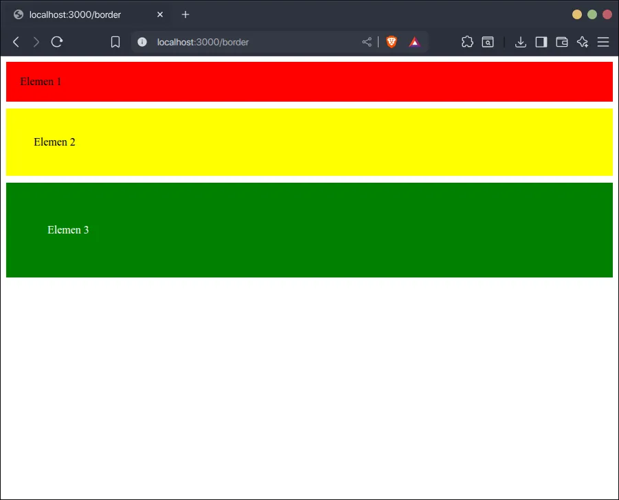 Hasil menambahkan padding