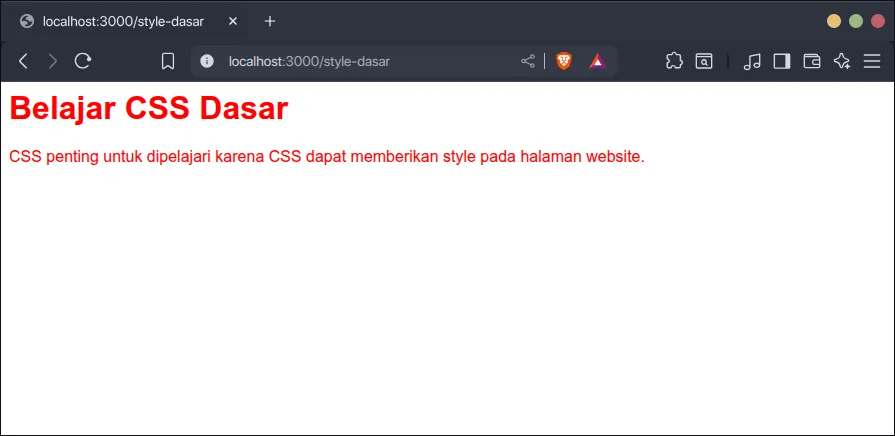 Hasil menambahkan style dasar