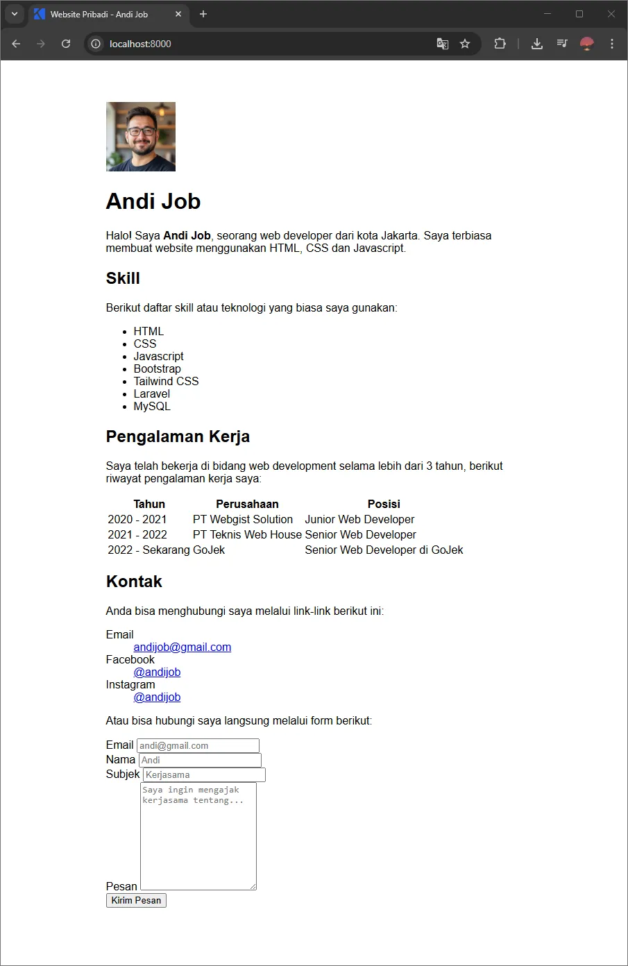 Style dasar website pribadi