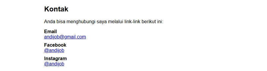 Style kontak website pribadi